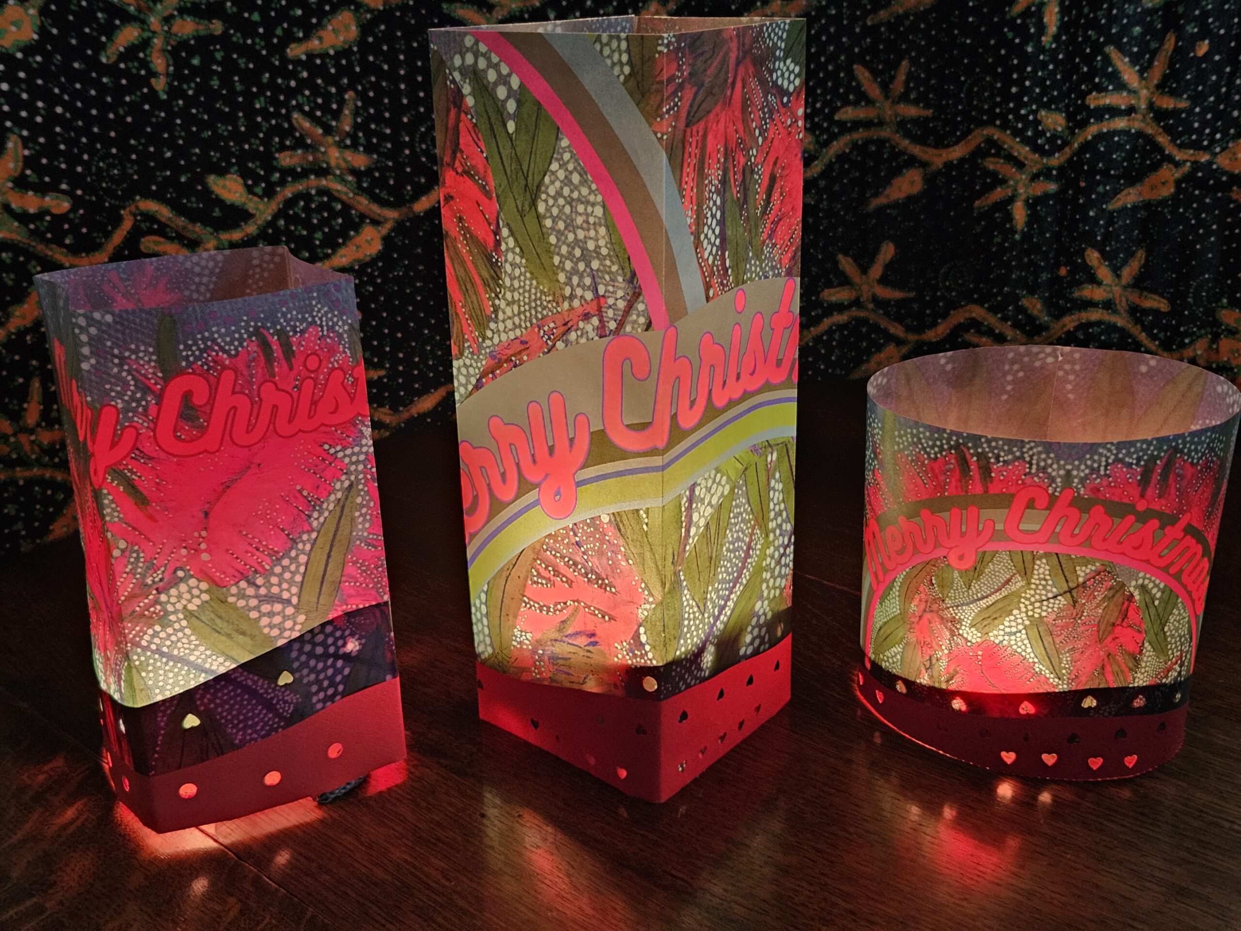 A collection of 3 Paper Christmas Lanterns with a summer hemisphere flavour.